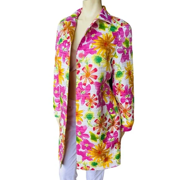 Harve Benard Floral Printed Fully Lined Buttoned Front Blazer Jacket - Picture 5 of 9
